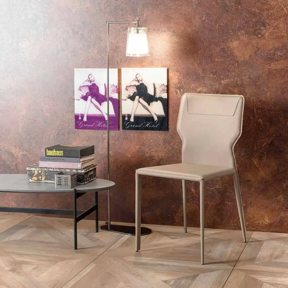 Sedia per Sala da Pranzo in Metallo Rivestita in Similcuoio, 4 Pezzi - Titty