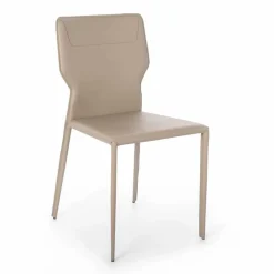 Sedia per Sala da Pranzo in Metallo Rivestita in Similcuoio, 4 Pezzi - Titty