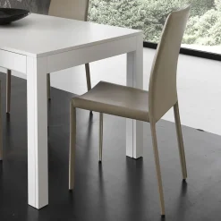 Sedia per Sala da Pranzo in Metallo Rivestita in Similcuoio, 4 Pezzi - Nadia