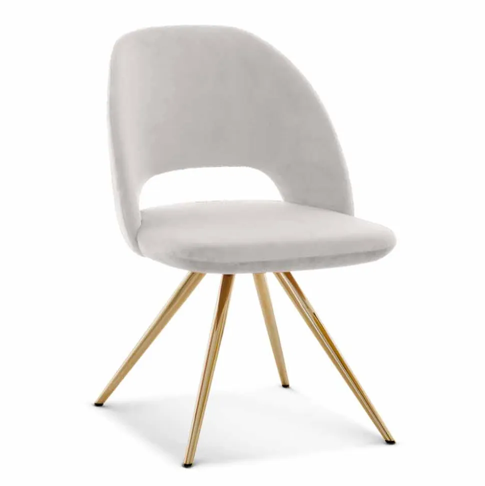 Sedia per Sala da Pranzo in Tessuto con Gambe Oro Made in Italy - Marchesi