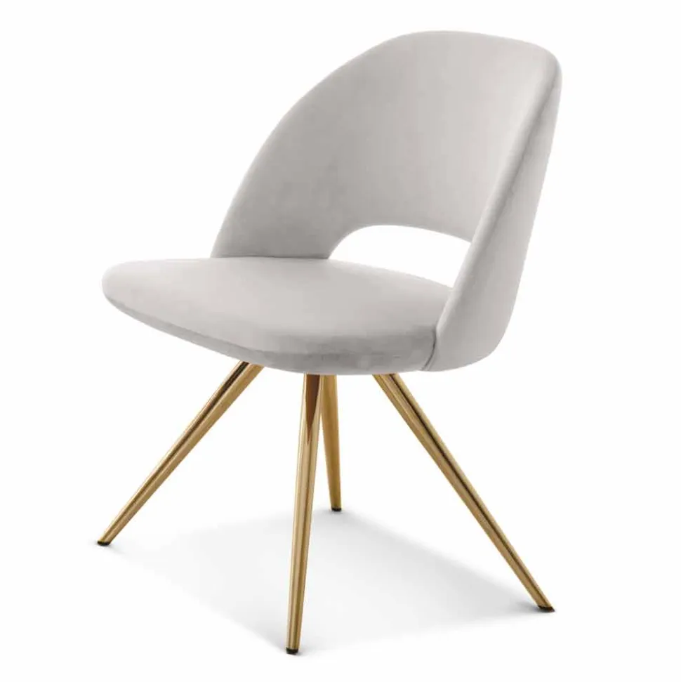 Sedia per Sala da Pranzo in Tessuto con Gambe Oro Made in Italy - Marchesi