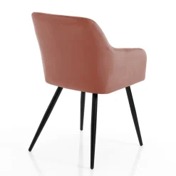 Sedia per Sala da Pranzo in Tessuto Rosa Cipria e Metallo 2 Pezzi - Gameta