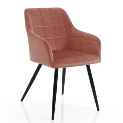 Sedia per Sala da Pranzo in Tessuto Rosa Cipria e Metallo 2 Pezzi - Gameta