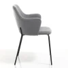 Sedia per Sala da Pranzo in Tessuto e Metallo Nero Opaco 2 Pezzi - Corinna