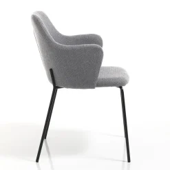 Sedia per Sala da Pranzo in Tessuto e Metallo Nero Opaco 2 Pezzi - Corinna