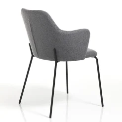 Sedia per Sala da Pranzo in Tessuto e Metallo Nero Opaco 2 Pezzi - Corinna
