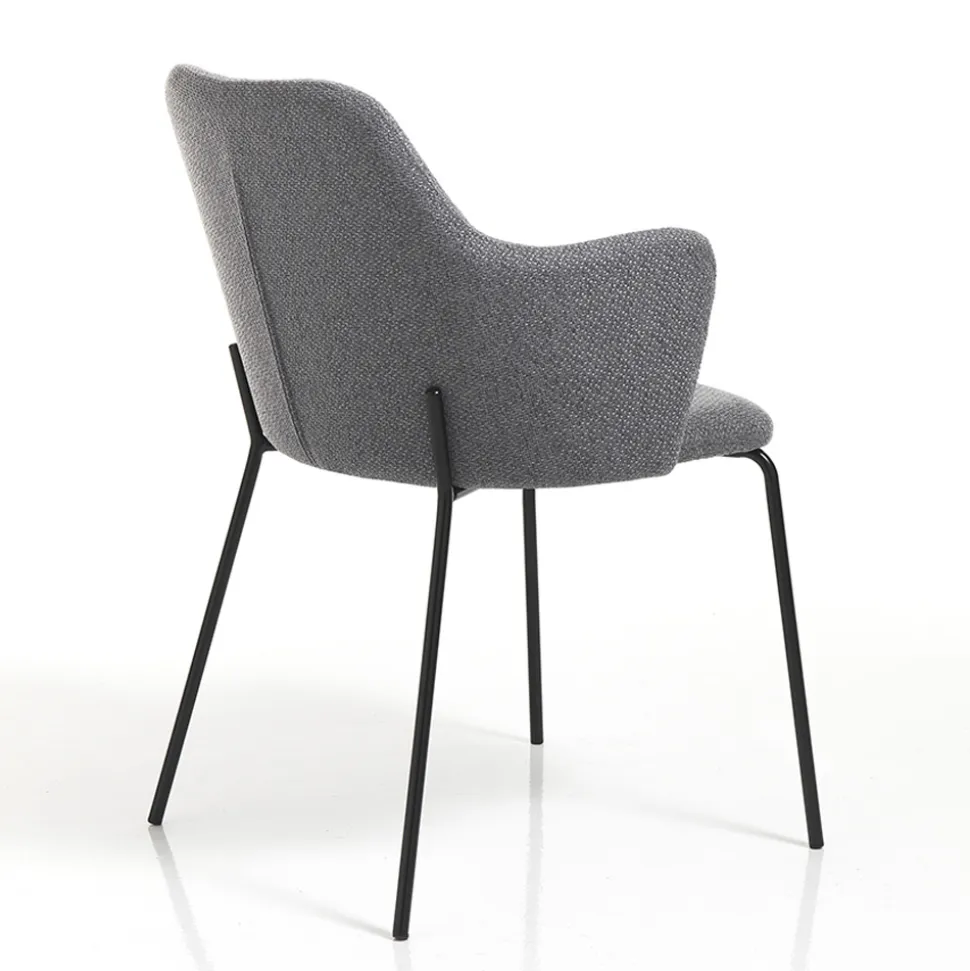 Sedia per Sala da Pranzo in Tessuto e Metallo Nero Opaco 2 Pezzi - Corinna