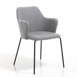 Sedia per Sala da Pranzo in Tessuto e Metallo Nero Opaco 2 Pezzi - Corinna