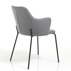 Sedia per Sala da Pranzo in Tessuto e Metallo Nero Opaco 2 Pezzi - Corinna