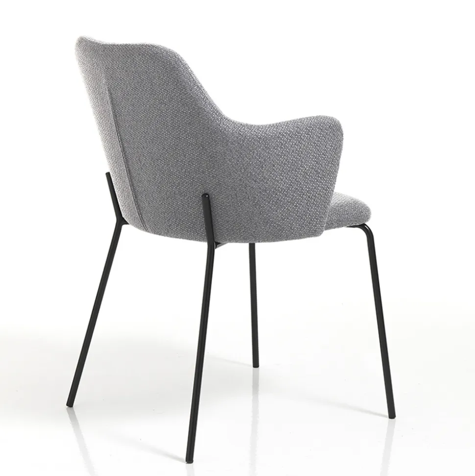 Sedia per Sala da Pranzo in Tessuto e Metallo Nero Opaco 2 Pezzi - Corinna