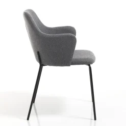Sedia per Sala da Pranzo in Tessuto e Metallo Nero Opaco 2 Pezzi - Corinna