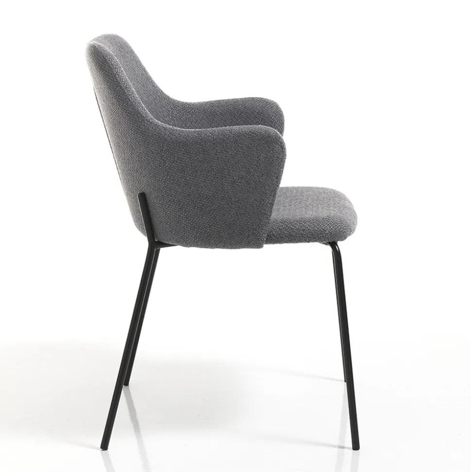Sedia per Sala da Pranzo in Tessuto e Metallo Nero Opaco 2 Pezzi - Corinna