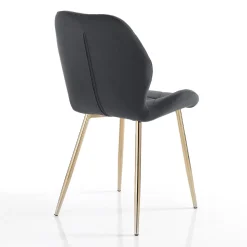 Sedia per Sala da Pranzo in Tessuto e Metallo Dorato 4 Pezzi - Smeralda