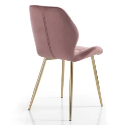 Sedia per Sala da Pranzo in Tessuto e Metallo Dorato 4 Pezzi - Smeralda