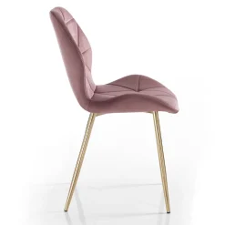 Sedia per Sala da Pranzo in Tessuto e Metallo Dorato 4 Pezzi - Smeralda