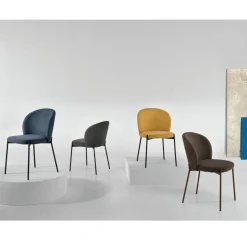 Sedia per Sala da Pranzo in Tessuto Imbottito e Metallo 4 Pezzi - Coppa