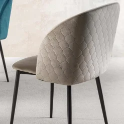 Sedia per Sala da Pranzo in Velluto con Gambe in Metallo Nero, 4 Pezzi - Hanna
