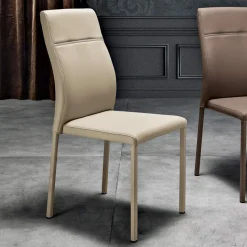 Sedia per sala da pranzo moderna in ecopelle fatta in Italia, Luigina