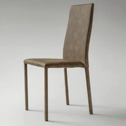 Sedia per Sala da Pranzo Rivestita in Ecopelle Made in Italy, 2 Pezzi - Belga