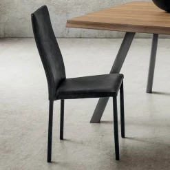 Sedia per Sala da Pranzo Rivestita in Ecopelle Made in Italy, 2 Pezzi - Belga