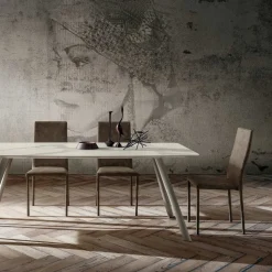 Sedia per Sala da Pranzo Rivestita in Ecopelle Made in Italy, 2 Pezzi - Belga