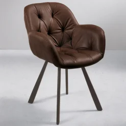 Sedia per Sala Pranzo in Ecopelle Struttura in Metallo 2 Pezzi - Delpiero