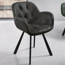 Sedia per Sala Pranzo in Ecopelle Struttura in Metallo 2 Pezzi - Delpiero