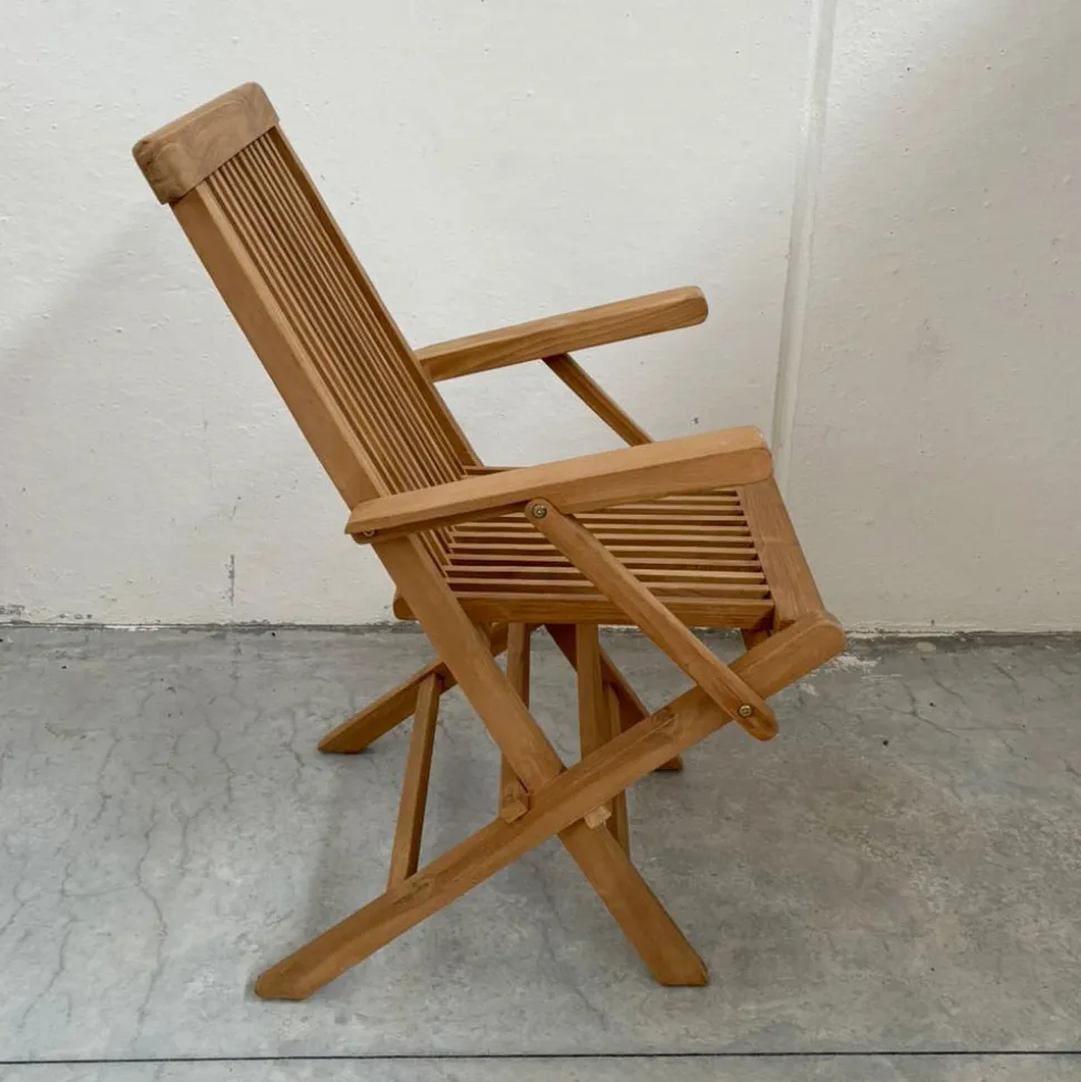 Sedia Pieghevole da Esterno in Teak con Braccioli – Yggdrasil