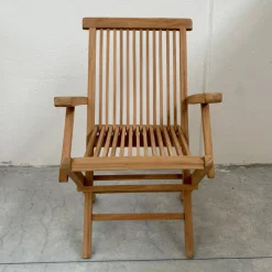 Sedia Pieghevole da Esterno in Teak con Braccioli – Yggdrasil
