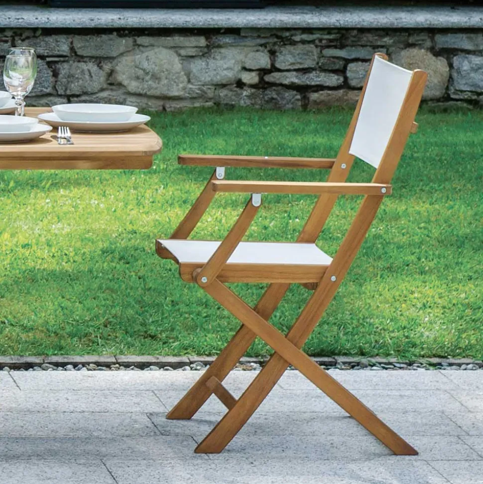 Sedia Pieghevole da Esterno in Legno di Acacia e Textilene - Perfetta