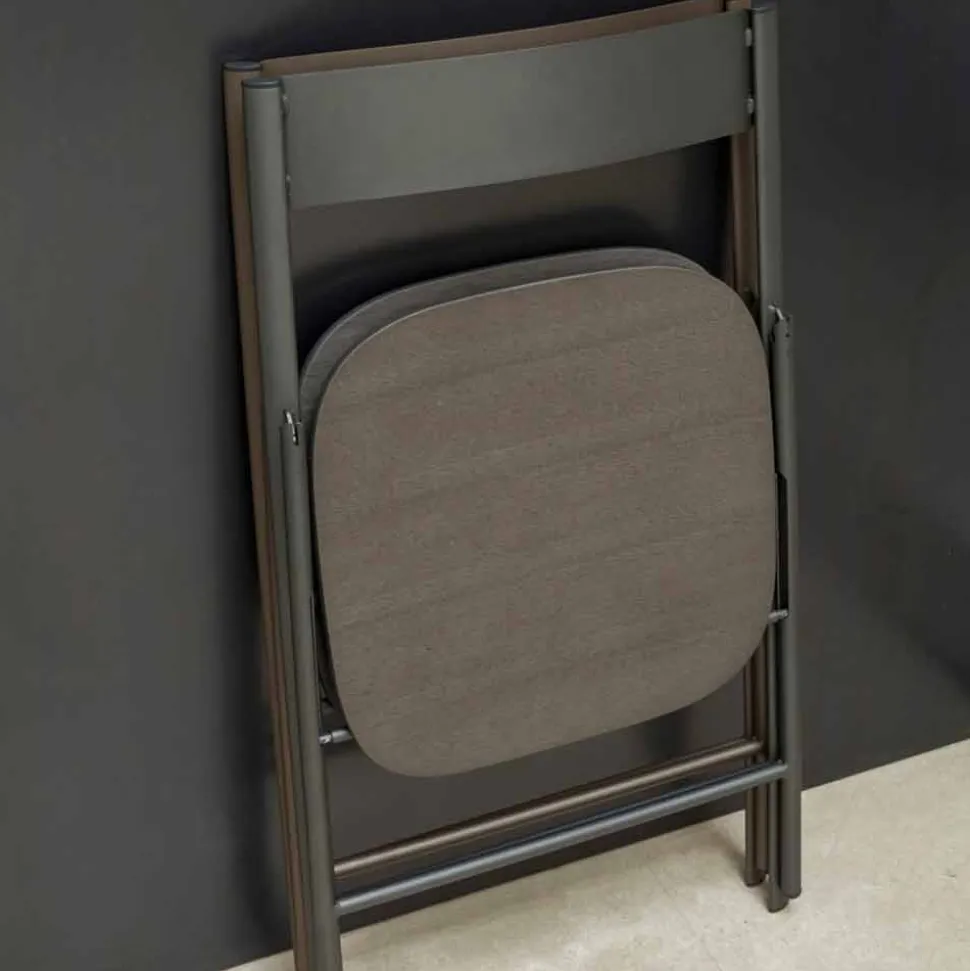 Sedia Pieghevole in Metallo e Legno Rovere 2 Pezzi Made in Italy - Roberta