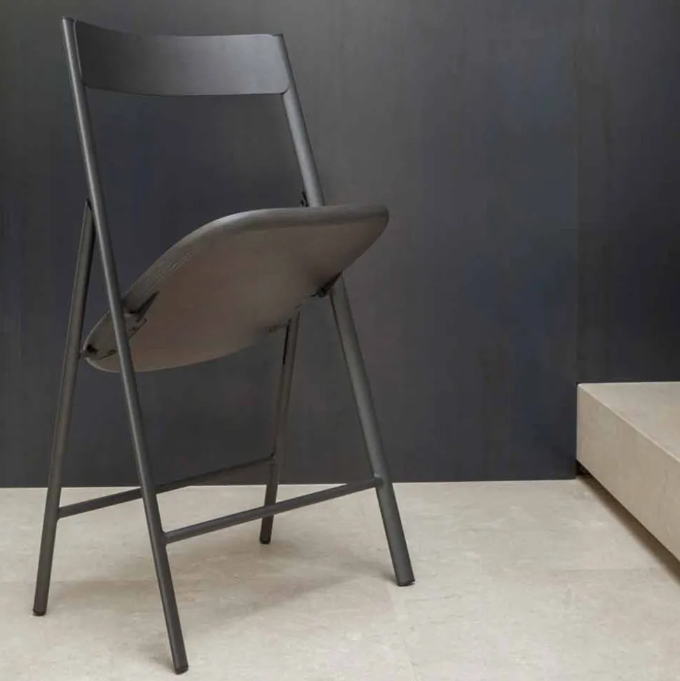 Sedia Pieghevole in Metallo e Legno Rovere 2 Pezzi Made in Italy - Roberta