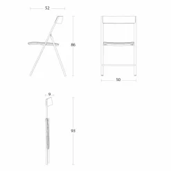 Sedia Pieghevole Metallo e Seduta e Schienale Legno Rovere 2 Pezzi - Roberta