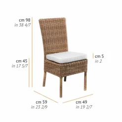 Sedia Pranzo Esterno in Rattan Sintetico Intrecciato e Tessuto, 2 Pezzi - Yves
