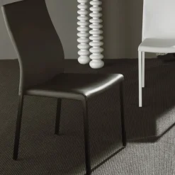 Sedia Pranzo Moderna in Metallo Verniciato e Seduta Ecopelle, 4 Pezzi - Alba