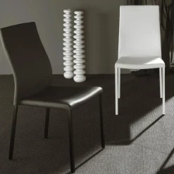 Sedia Pranzo Moderna in Metallo Verniciato e Seduta Ecopelle, 4 Pezzi - Alba