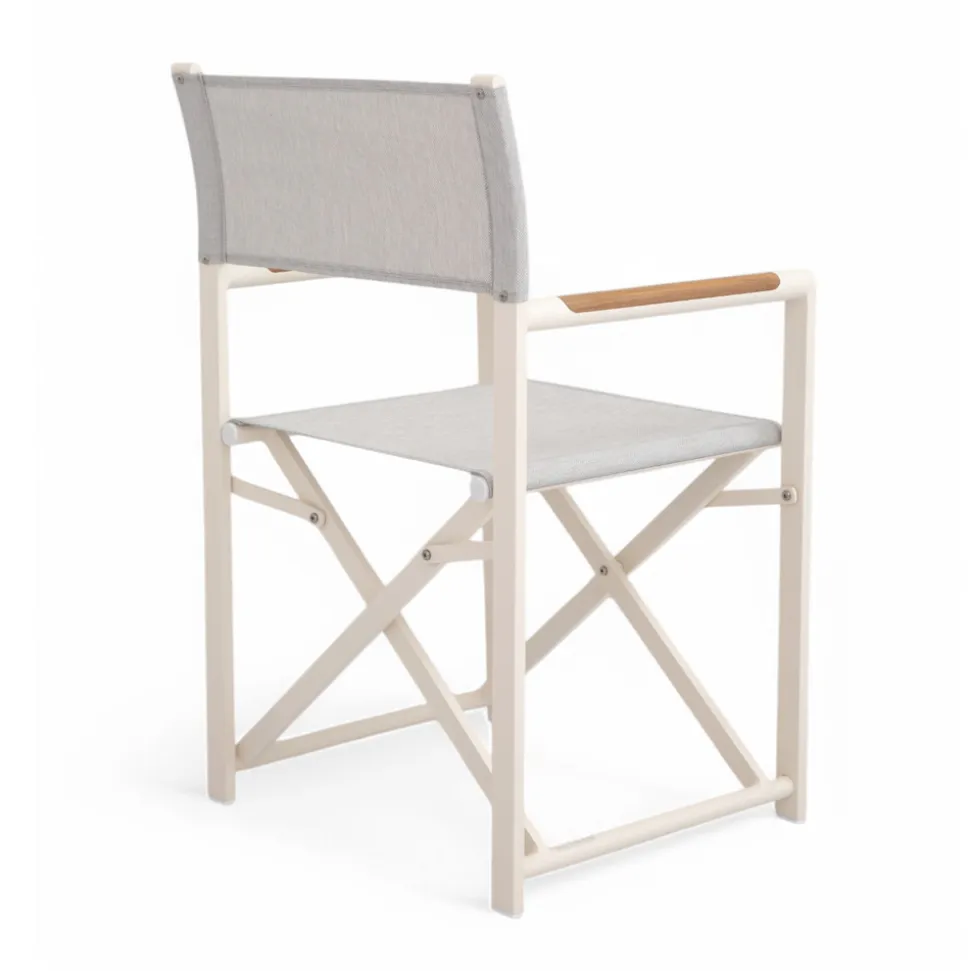 Sedia Regista da Esterno Realizzata in Alluminio, Textilene e Teak - Bloom