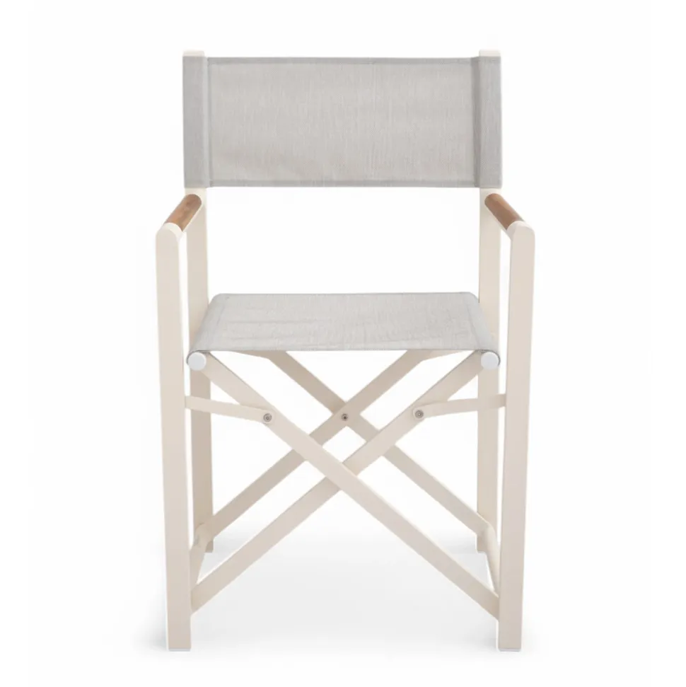 Sedia Regista da Esterno Realizzata in Alluminio, Textilene e Teak - Bloom