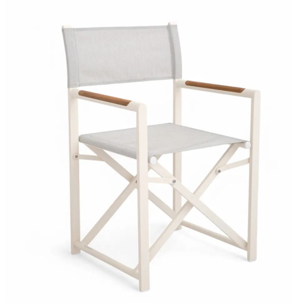 Sedia Regista da Esterno Realizzata in Alluminio, Textilene e Teak - Bloom