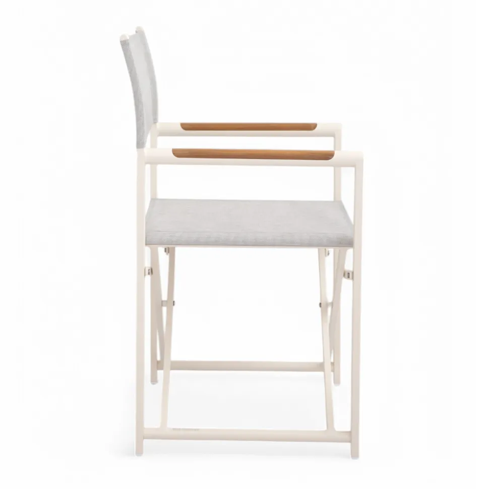 Sedia Regista da Esterno Realizzata in Alluminio, Textilene e Teak - Bloom