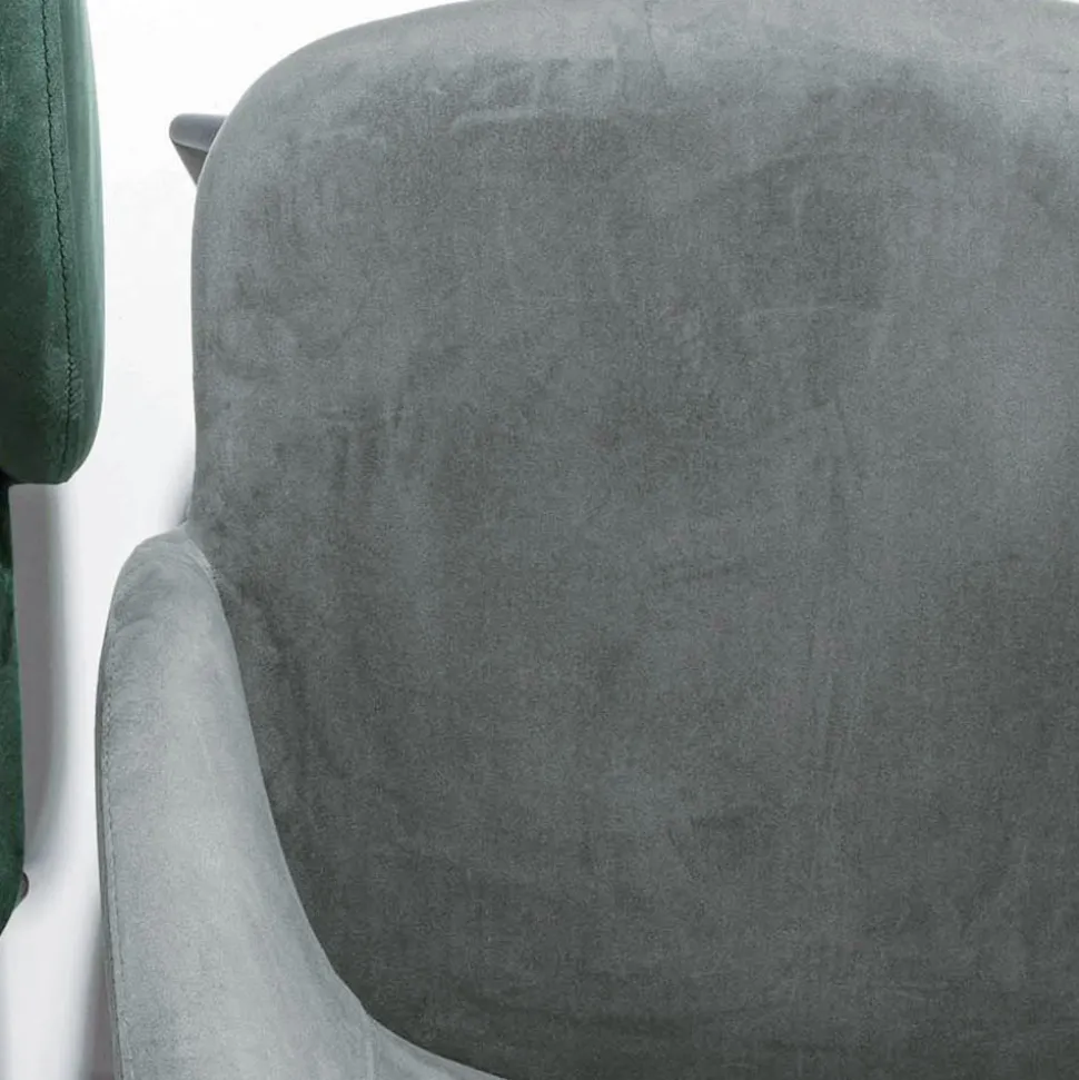 Sedia Rivestita in Velluto con Base in Metallo Verniciato Nero, 2 Pezzi - Avana