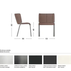 Sedia Sala da Pranzo con Seduta Rivestita in Pelle Made in Italy - Giulia