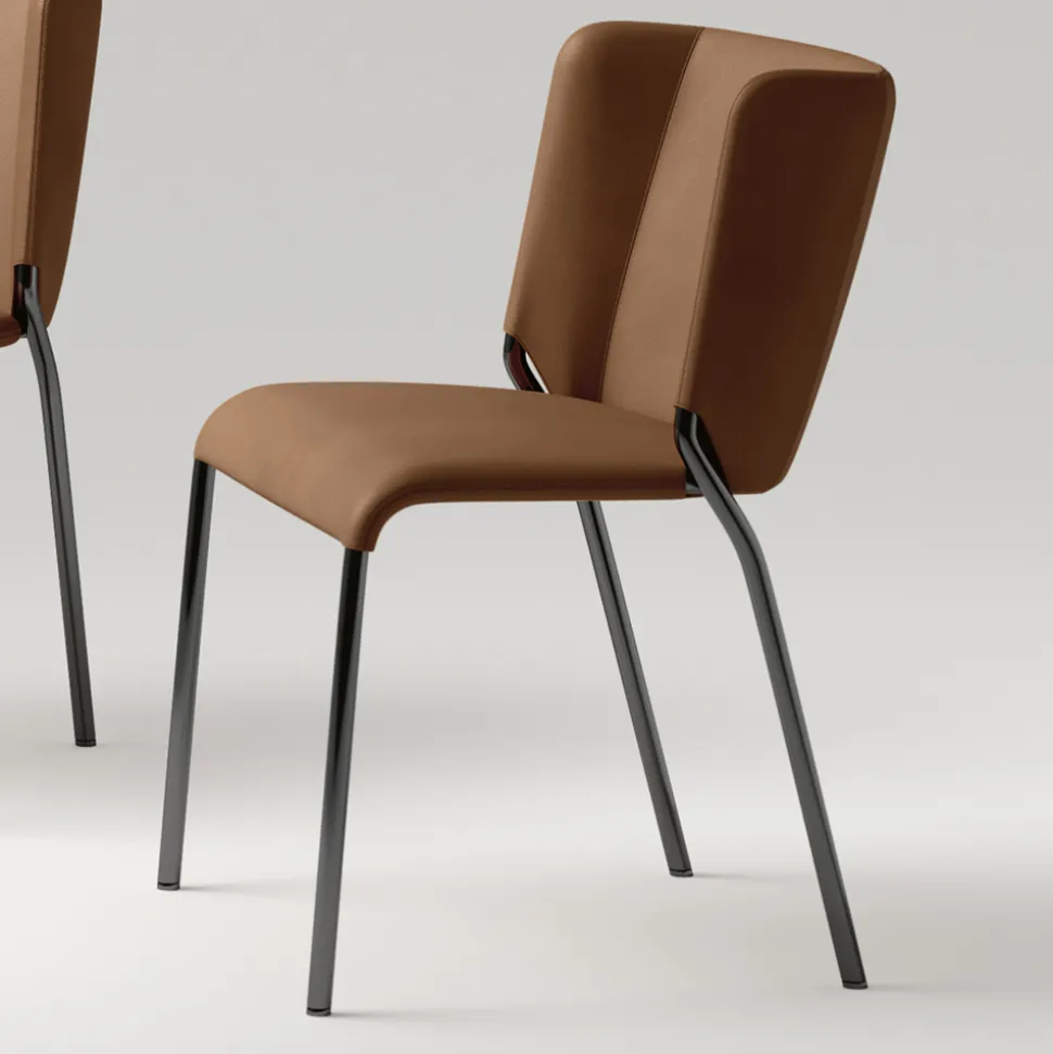 Sedia Sala da Pranzo con Seduta Rivestita in Pelle Made in Italy - Giulia