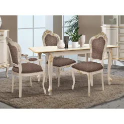 Sedia Sala da Pranzo in Legno Bianco e Tessuto Made in Italy - Majesty