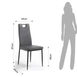 Sedia Sala da Pranzo in Pelle Sintetica Invecchiata 4 Pezzi - Cassandra