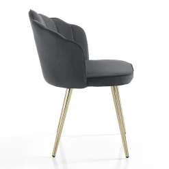 Sedia Sala da Pranzo in Tessuto e Metallo Finitura Oro 4 Pezzi - Raffinatta