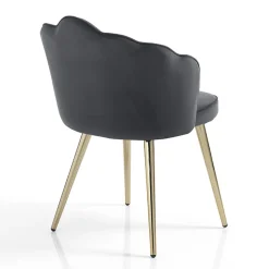 Sedia Sala da Pranzo in Tessuto e Metallo Finitura Oro 4 Pezzi - Raffinatta