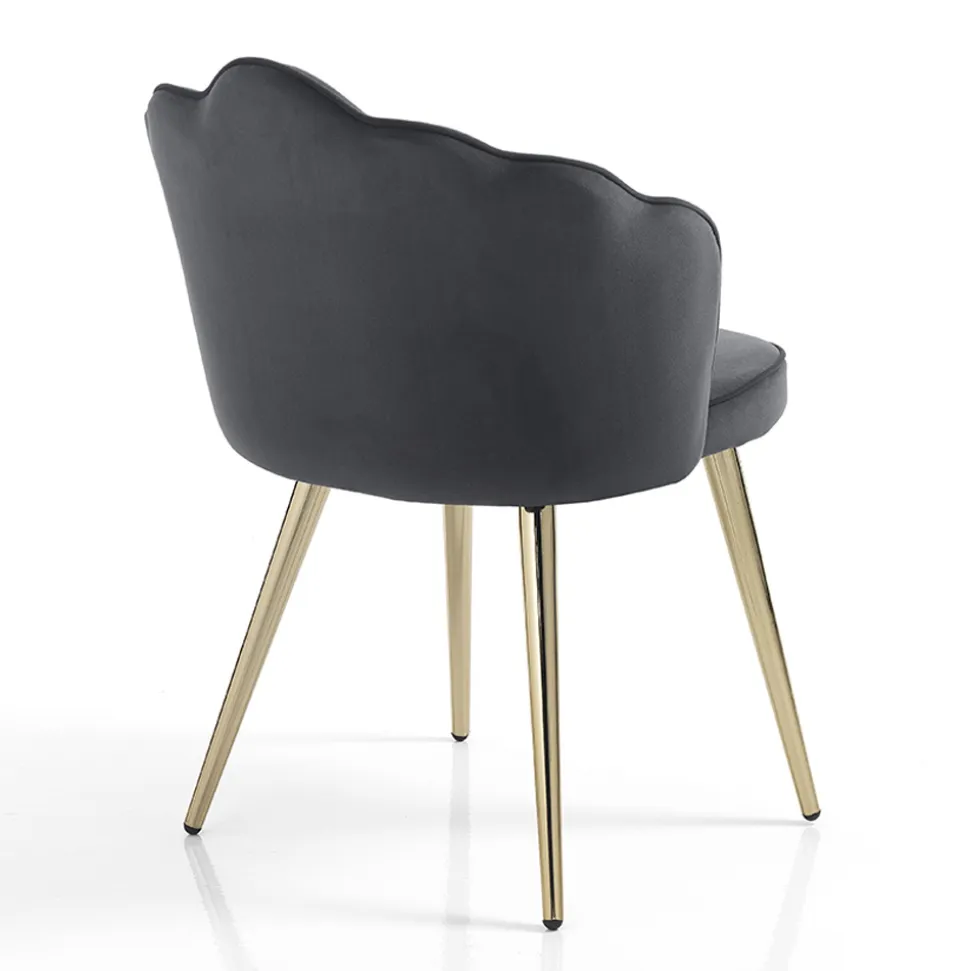 Sedia Sala da Pranzo in Tessuto e Metallo Finitura Oro 4 Pezzi - Raffinatta