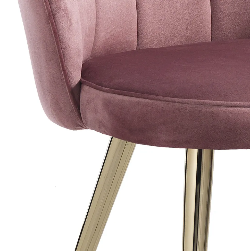 Sedia Sala da Pranzo in Tessuto e Metallo Finitura Oro 4 Pezzi - Raffinatta
