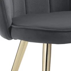 Sedia Sala da Pranzo in Tessuto e Metallo Finitura Oro 4 Pezzi - Raffinatta